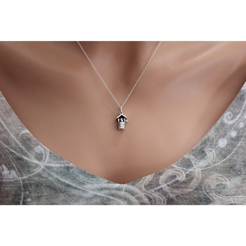 Sterling Silver Wishing Well Charm Necklace, Silver Wishing Well Charm Necklace View 2